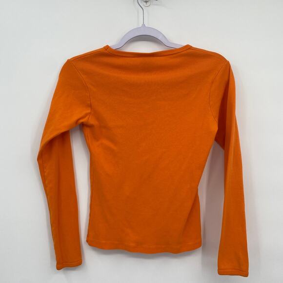 Reebok Crew Neck Long Sleeve Fitted Orange Tee Size Medium - Picture 5 of 8